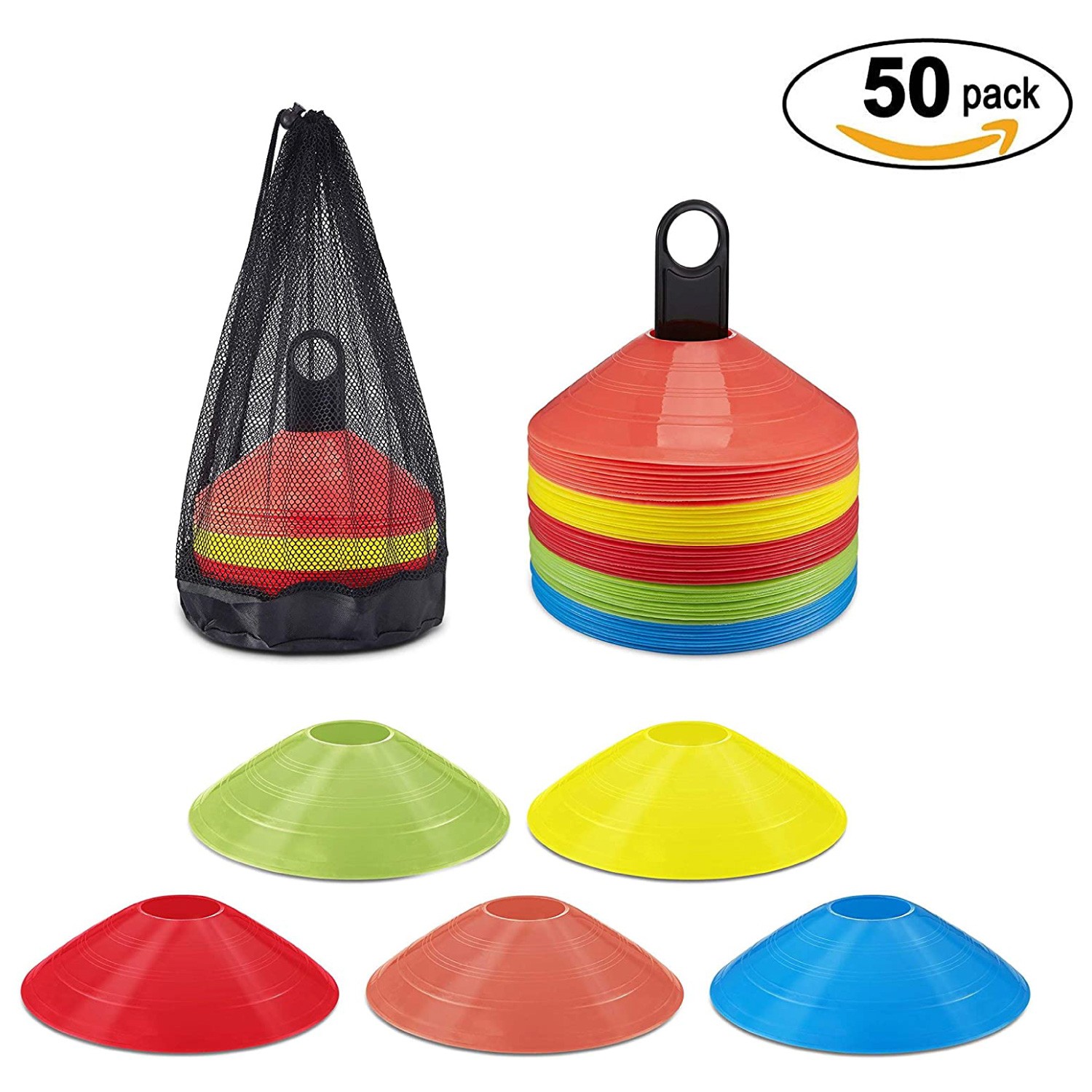 New OSG Set Of 50 Sports Boundary Space Markers Dribble Agility Marking Cones 